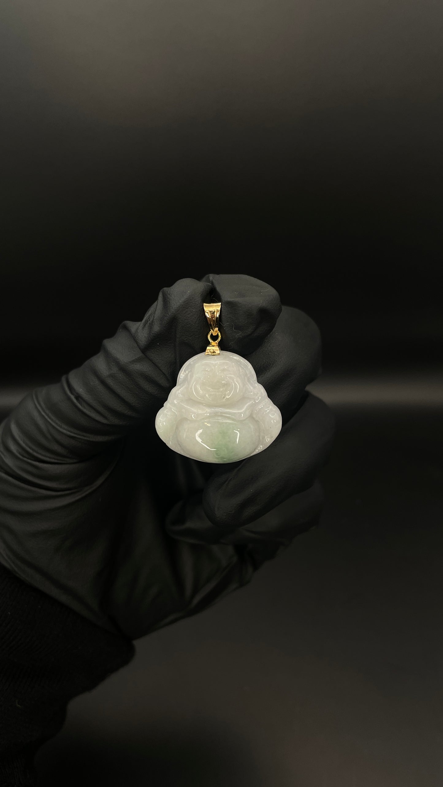 Micro Green Laughing Buddha Pendant
