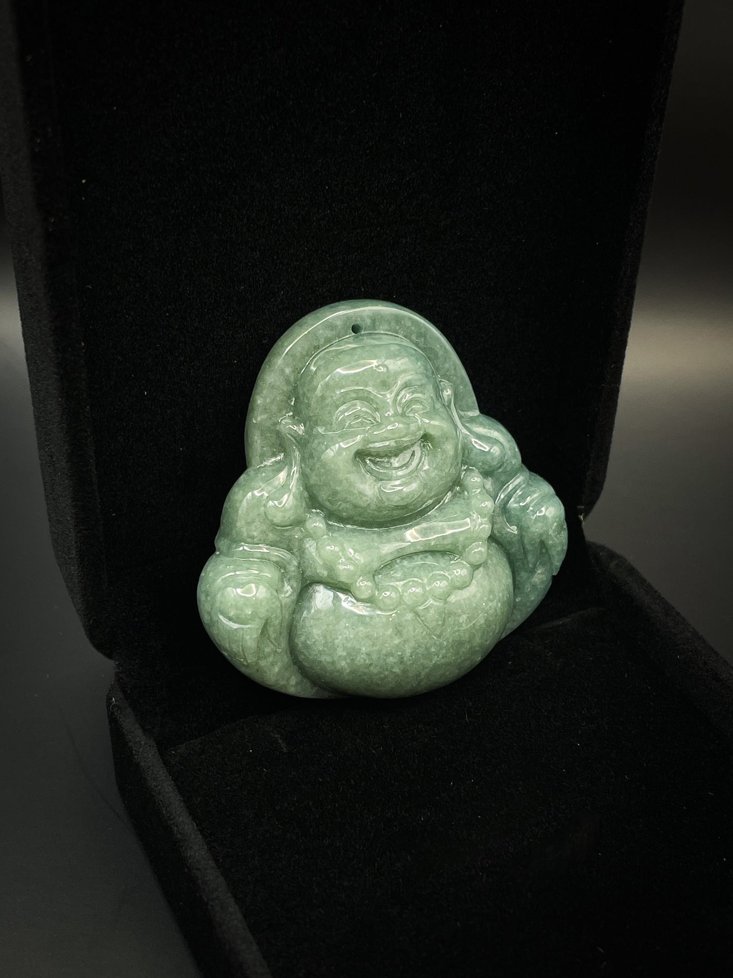 Green Jade Laughing Buddha Pendant