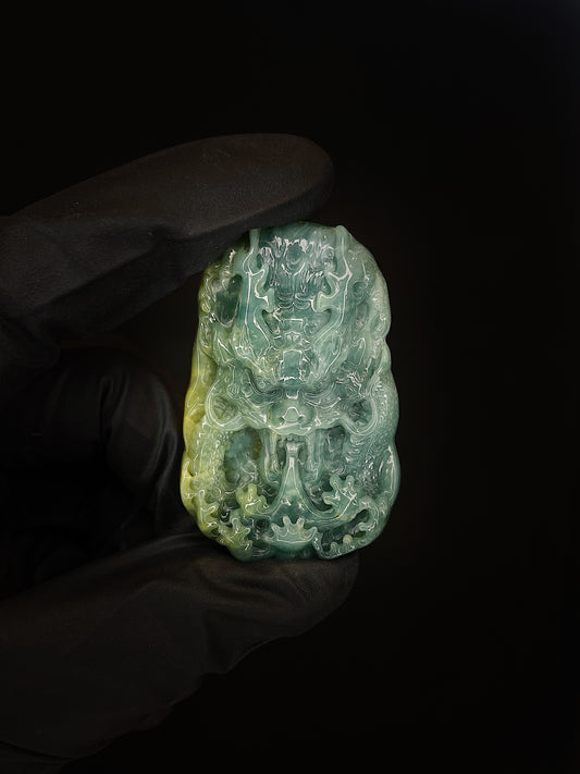 Blue Water Dragon Jade Pendant