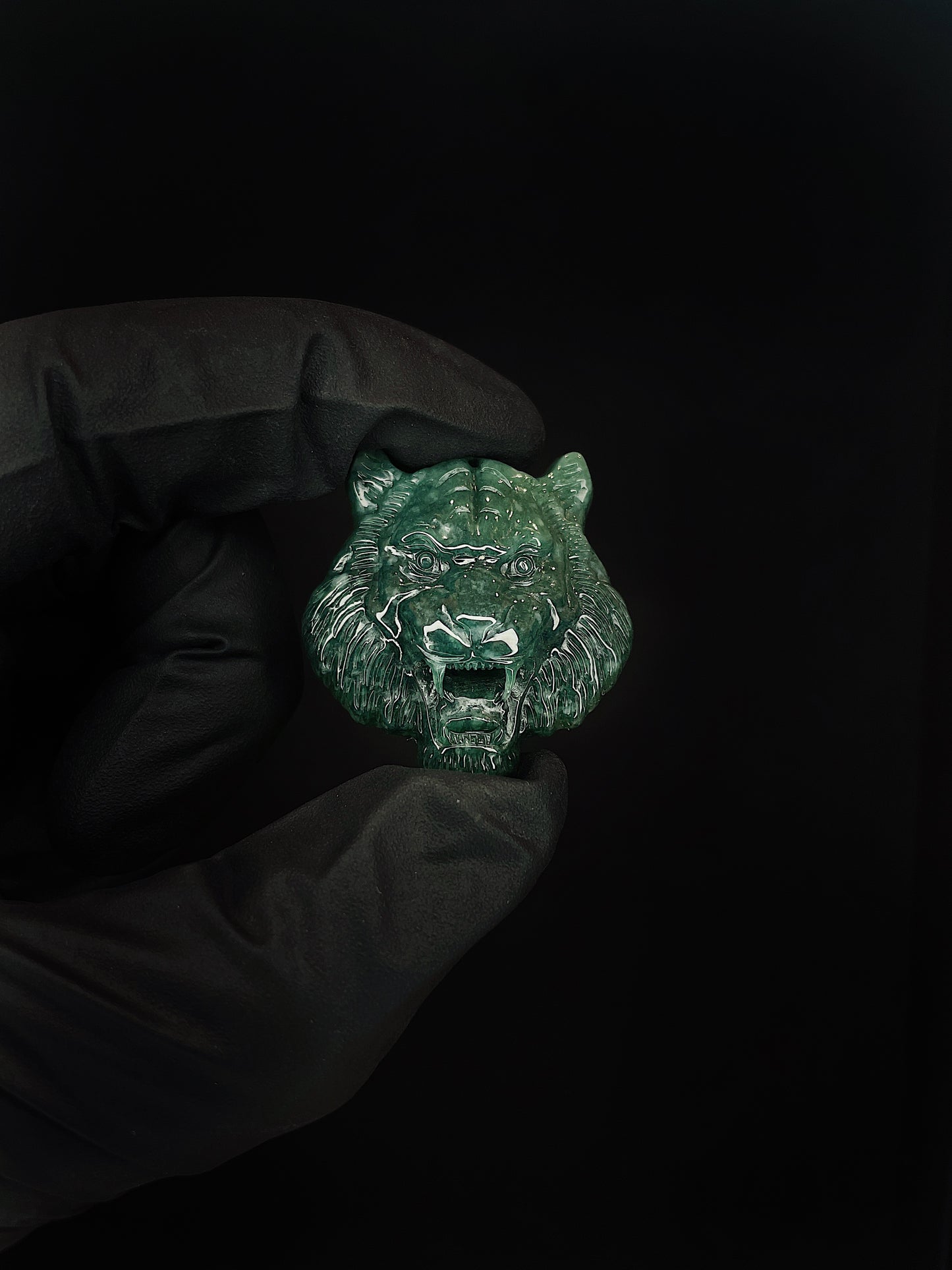 Deep Green Tiger Head Jade Pendant