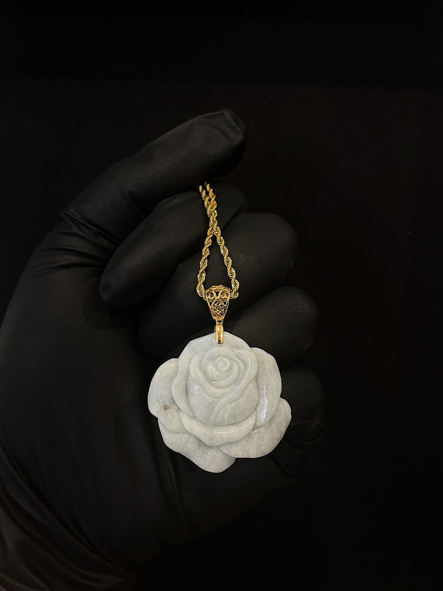 White Jade Rose Pendant