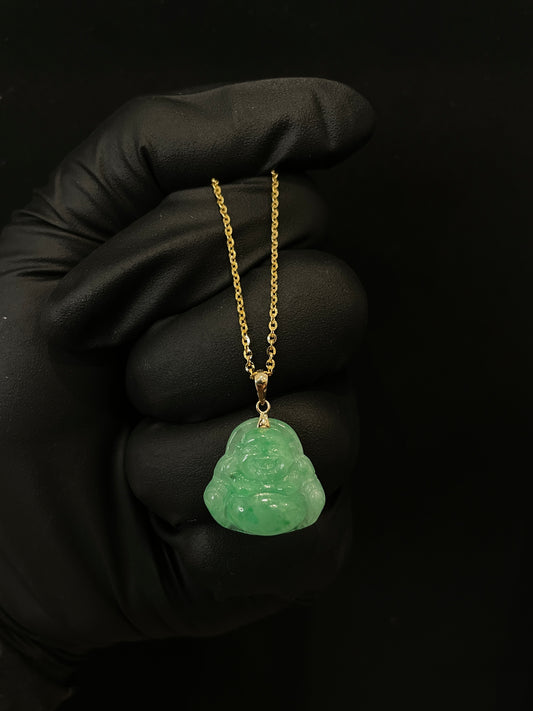 Micro Green Laughing Buddha Jade Pendant