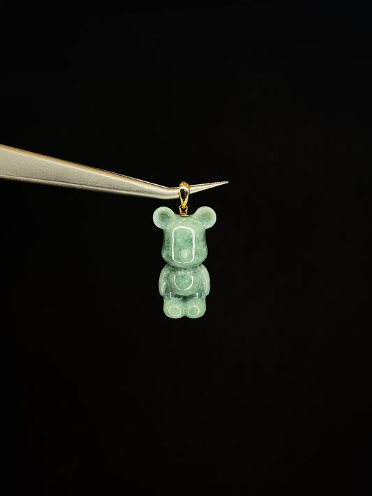 Green Micro Bear Brick Jade Pendant