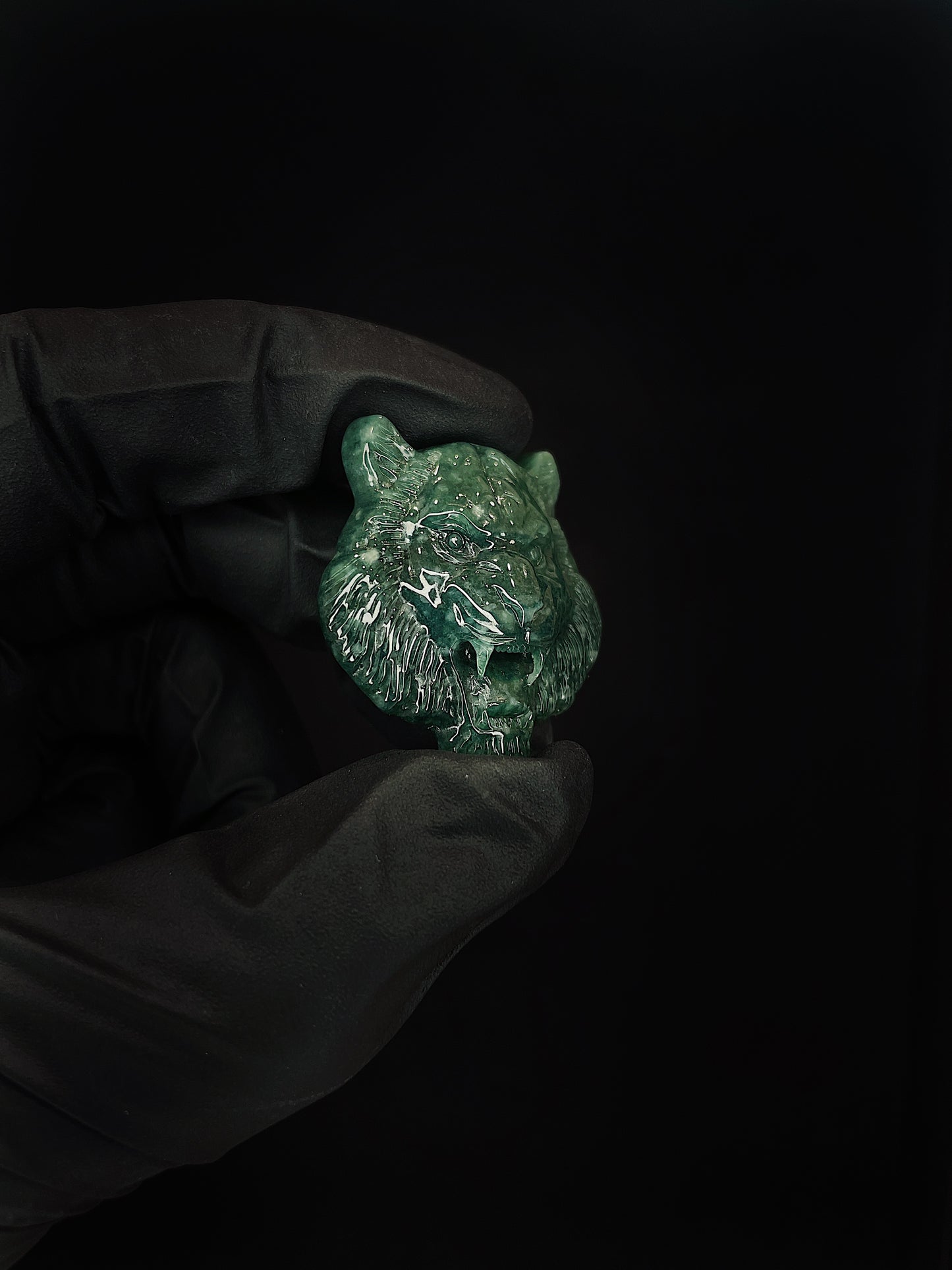 Deep Green Tiger Head Jade Pendant