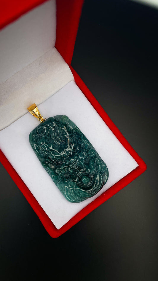 Deep Green Dragon Jade Pendant