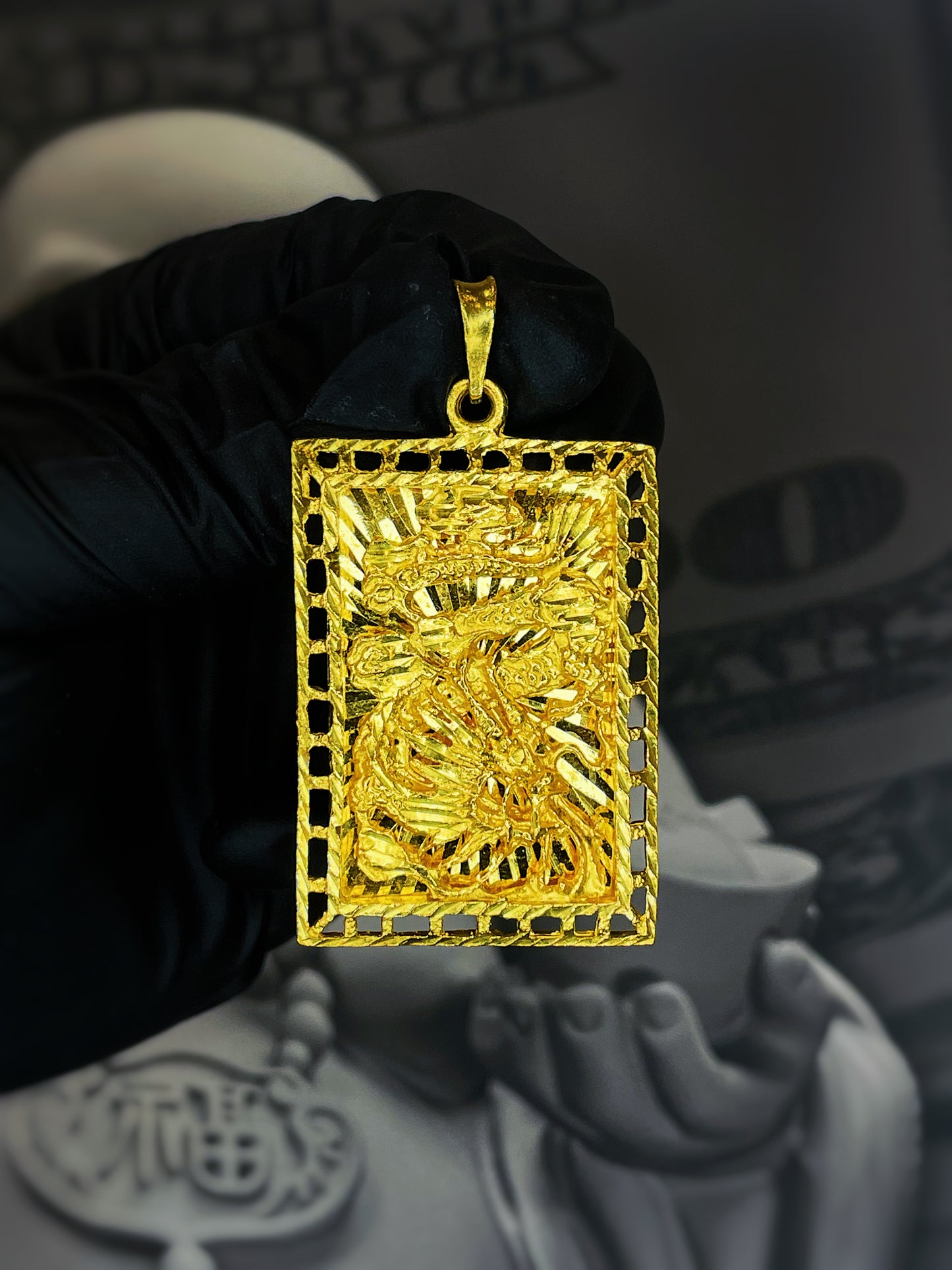 24K Gold Dragon Pendant