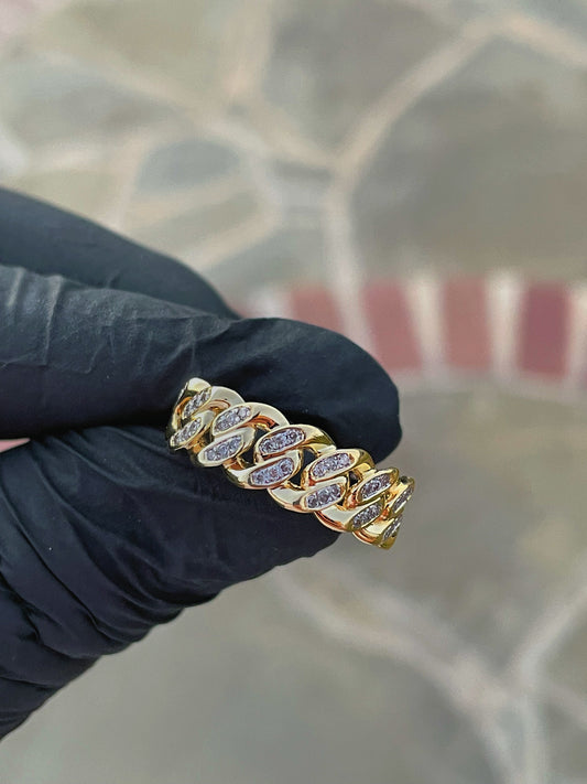 Diamond Cuban Ring in 10k Yellow Gold