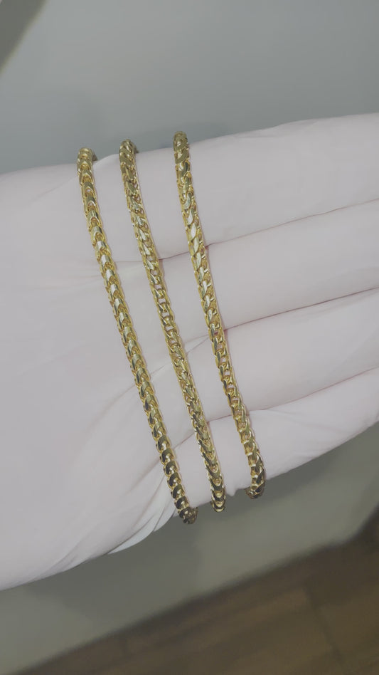 3 MM Diamond Cut Franco Chain (18K Solid Gold)