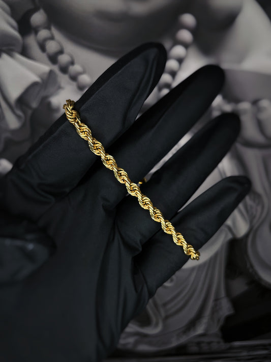 3mm Rope Bracelet (14K Solid Gold)